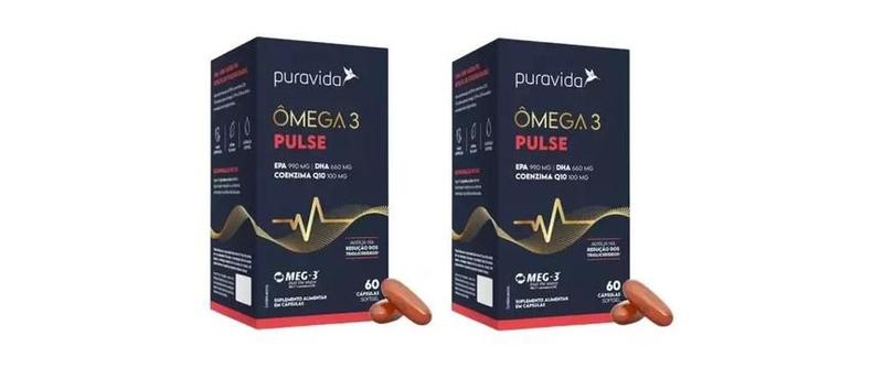 Imagem de Kit 2 Omega 3 Pulse Epa Dha + Coenzima Q10 60 Caps Puravida