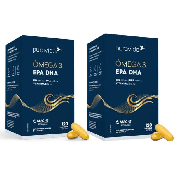 Imagem de Kit 2 Ômega 3  Super DHA 1000mg  EPA 400mg 120 Cápsulas PuraVida