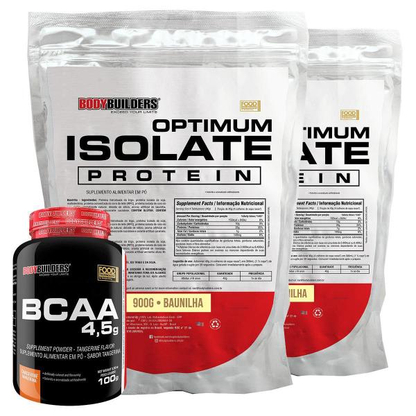 Imagem de Kit 2 Optimum Isolate Whey Protein 900G+ Bcaa 100G