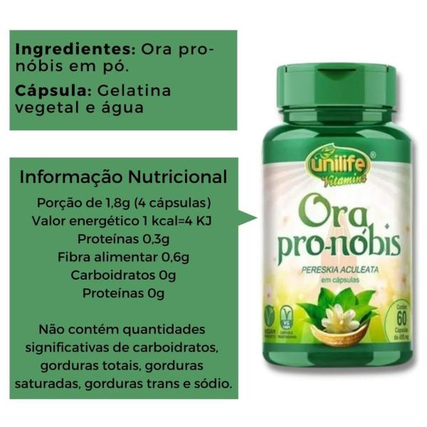 Imagem de Kit 2 ora - pro - nobis 450mg 120 cáps - Unilife