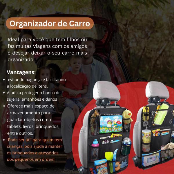 Imagem de Kit 2 Organizador Bolsa de Armazenamento Infantil P/ Carro Porta Treco Tela Tablet Garrafa de água Acessórios em Geral 