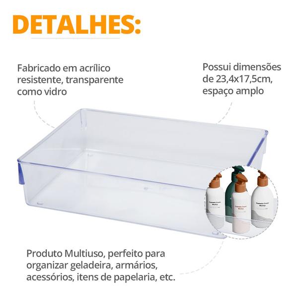 Imagem de Kit 2 Organizador Caixa Guarda Multiuso Armário Geladeira Gaveta