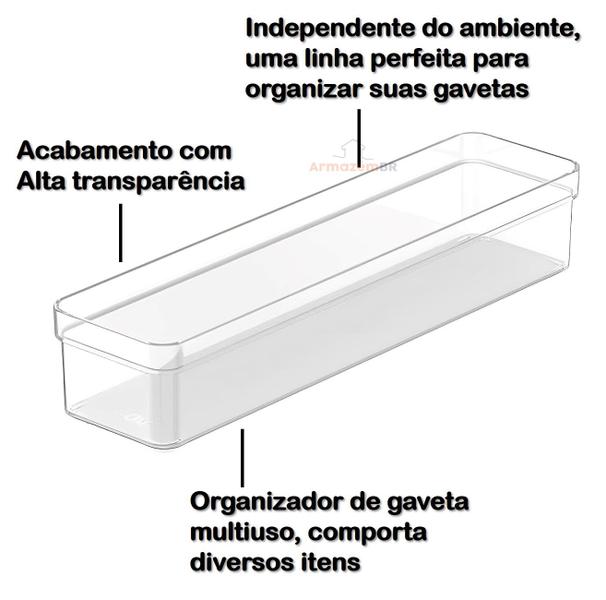 Imagem de Kit 2 Organizador De Gaveta Armário Retangular Modular Plástico Multiuso Porta Utensílios Natural - Ou