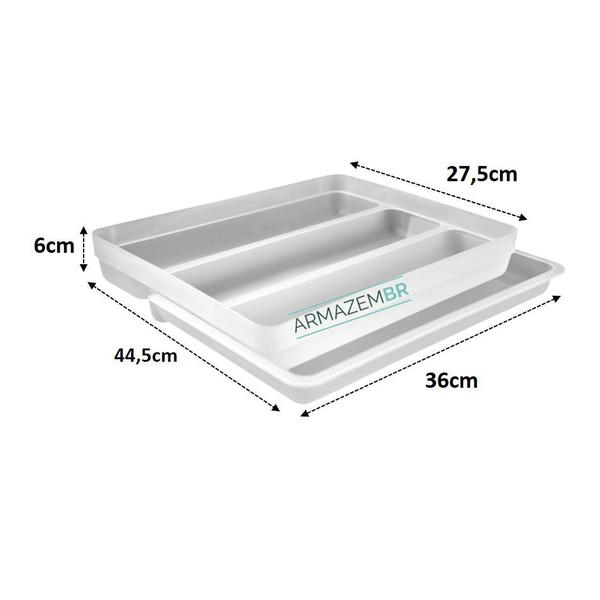 Imagem de Kit 2 Organizador Gaveta Talheres Utensílios Extensor Porta Facas Logic - Ou