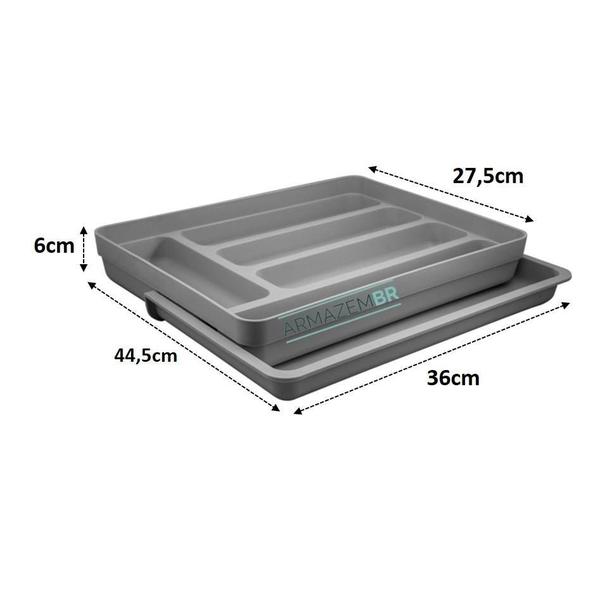 Imagem de Kit 2 Organizador Gavetas Porta Talher Logic - Chumbo