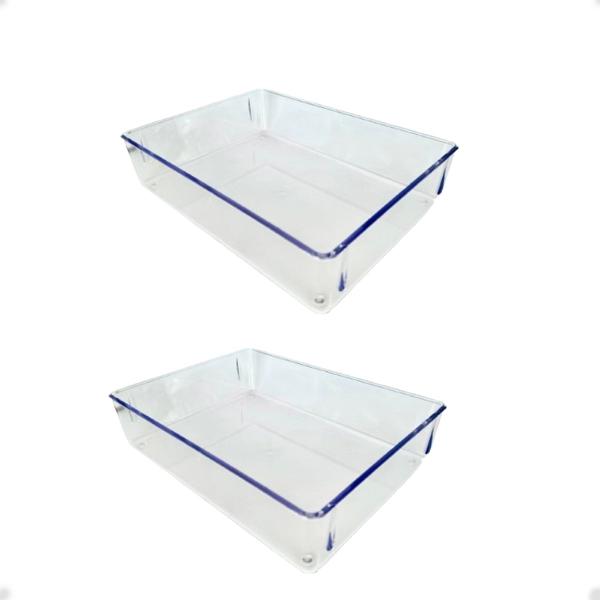 Imagem de Kit 2 Organizador Modular G Empilhável 23x17x5,5 Transparente