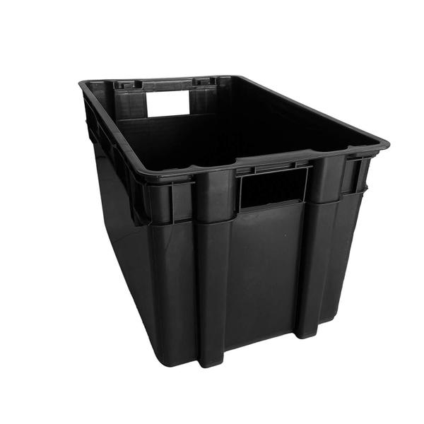 Kit 2 Organizador Multiuso Caixa 60 Lts Preta Com Tampa - Injeplastec Imagem de Kit 2 Organizador Multiuso Caixa 60 Lts Preta Com Tampa