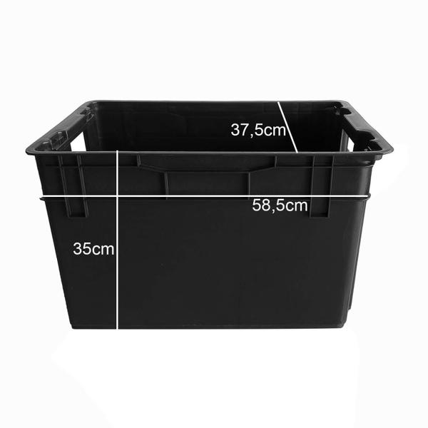 Kit 2 Organizador Multiuso Caixa 60 Lts Preta Com Tampa - Injeplastec Imagem de Kit 2 Organizador Multiuso Caixa 60 Lts Preta Com Tampa
