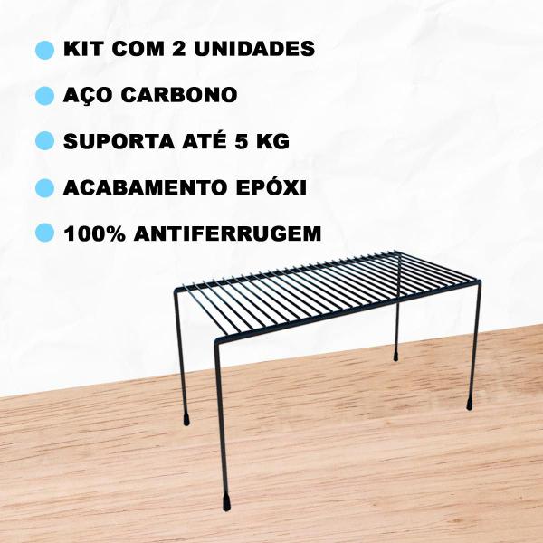 Imagem de Kit 2 Organizador para Armário Quarto Cozinha Banheiro Aramado