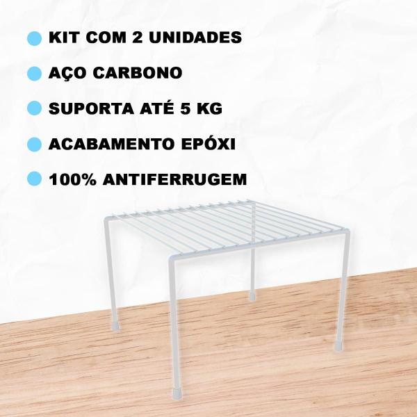 Imagem de Kit 2 Organizador para Armário Quarto Cozinha Banheiro Aramado