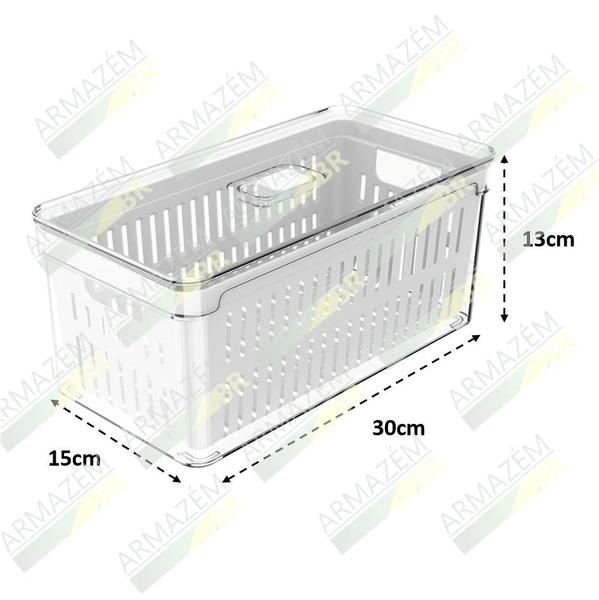 Imagem de Kit 2 Organizador Porta Mantimento 5 L C/ Tampa Cesto Fruta Verdura Clear Fresh - Ou