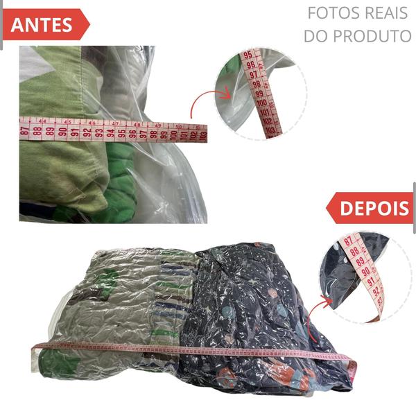 Imagem de Kit 2 Organizador Saco A Vácuo 70x110cm Protetor Grande Edredom Roupa Cobertas Closet