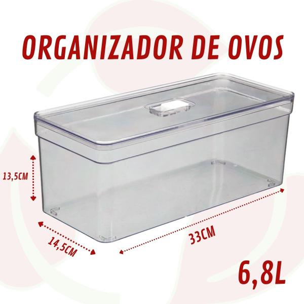 Imagem de Kit 2 Organizadores Com Tampa e Cesta Guarda Ovos Frutas Verduras