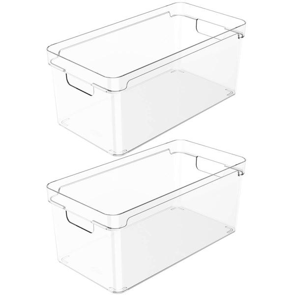 Imagem de Kit 2 Organizadores De Armário 30x15x13cm Caixas Organizadoras Empilháveis Com Alças Clear OU