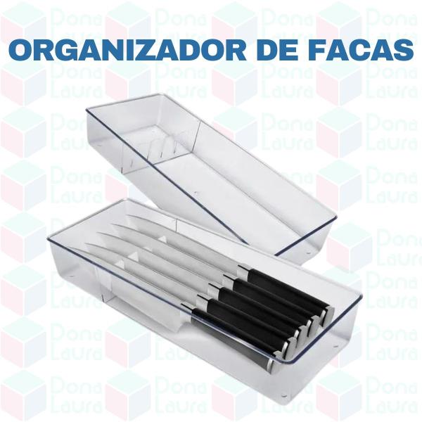 Imagem de Kit 2 Organizadores Facas Acrílico Divisória Gaveta Talheres