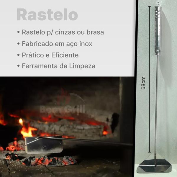 Imagem de Kit 2 Pa Pizza 36Cm Em Inox Madeira E Conjunto Limpeza Forno