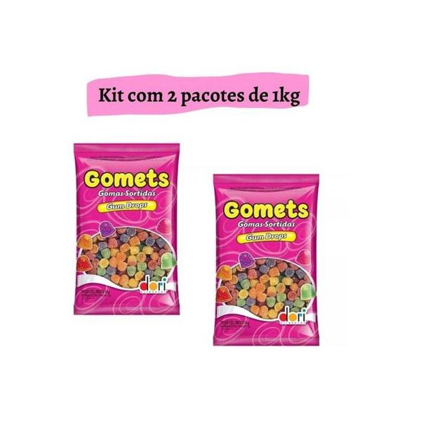 Imagem de Kit 2 Pacotes Bala De Goma Gomets Pacote De 1kg Sortidas - Dori