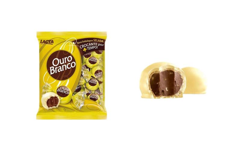 Imagem de Kit 2 Pacotes Bombom Ouro Branco Chocolate Lacta 1Kg