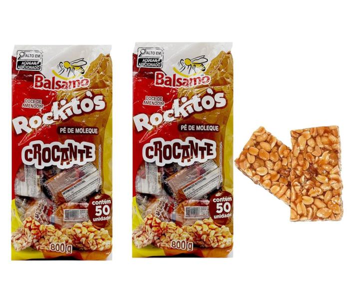 Imagem de Kit 2 pacotes Doce Pé De Moleque Crocante Rockitós 800g