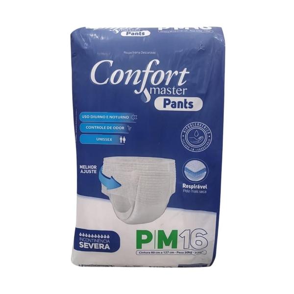 Imagem de Kit 2 Pacotes Fralda Descartavel Geriatrica Adulto Confort Master Pants Incontinência Severa P/M 32 Unidades