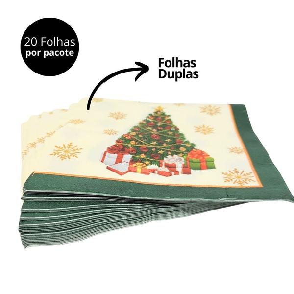 Imagem de Kit 2 Pacotes Guardanapos Decorados Natal Folhas Duplas Grandes 33cm - Magizi