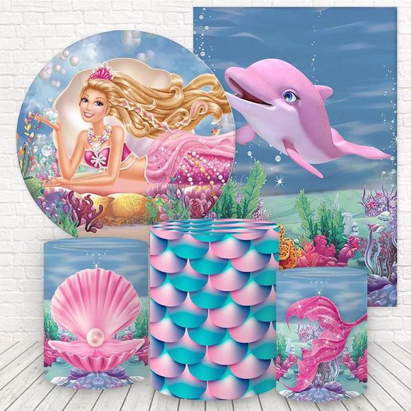 Imagem de Kit 2 Painéis E Capas 3D Sublimado Barbie Sereia Fkpc-326