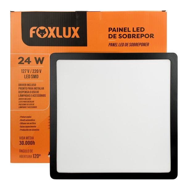 Imagem de Kit 2 Painel de LED 24 W 6500k Quad Sobrepor Preto Foxlux