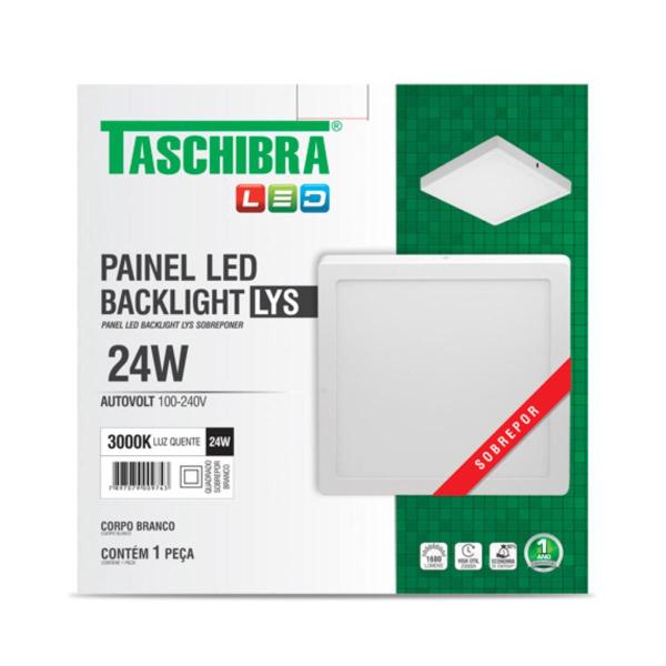 Imagem de Kit 2 Painel De Led Lys Plafon 24w Quadrado Sobrepor Branco Bivolt Taschibra