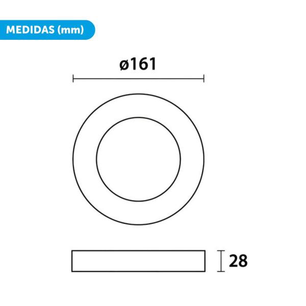 Imagem de Kit 2 Painel de Led Preto 12W Plafon Redondo Sobrepor Bivolt Blumenau