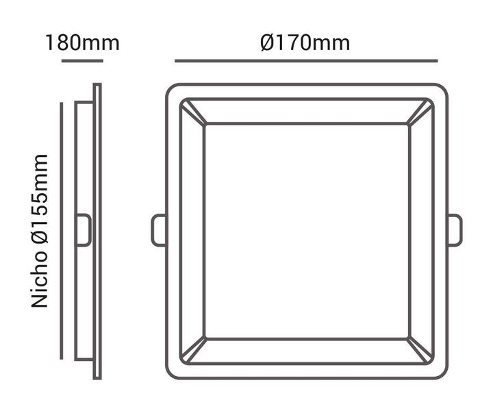 Imagem de Kit 2 Painel Plafon Led Embutir Recuado 18W Branco Neutro 4000K Preto