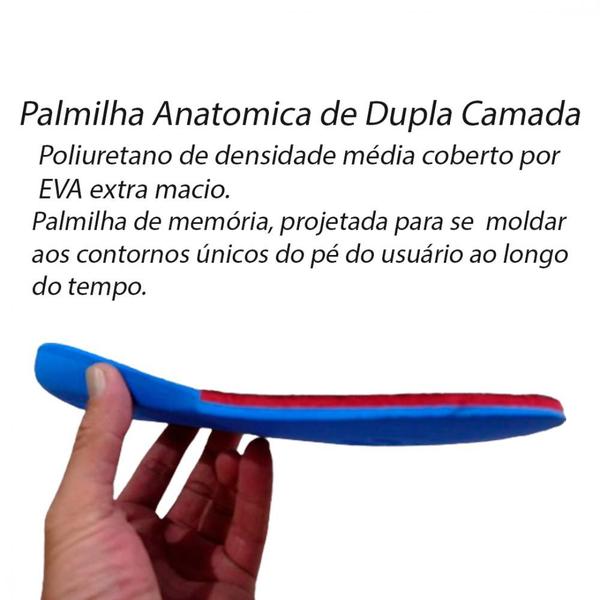 Imagem de Kit 2 Palmilha Gel e Dupla Camada Anatômicas Memoria Forro Antibacteriano Melhora do Passo e Redução de Dores