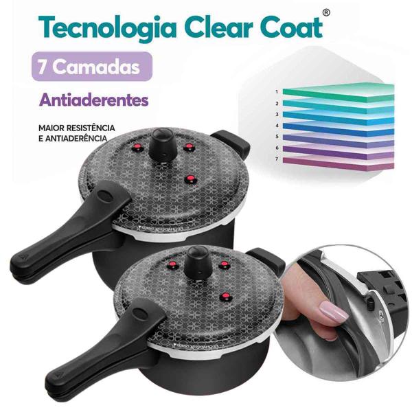 Kit 2 Panelas De Pressão 3 E 5 Litros Antiaderente Fechamento Externo Patolux Imagem de Kit 2 Panelas De Pressão 3 E 5 Litros Antiaderente Fechamento Externo Patolux