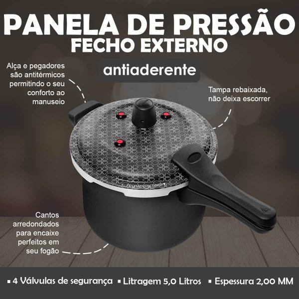Kit 2 Panelas De Pressão 3 E 5 Litros Antiaderente Fechamento Externo Patolux Imagem de Kit 2 Panelas De Pressão 3 E 5 Litros Antiaderente Fechamento Externo Patolux