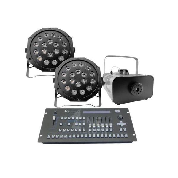 Imagem de Kit 2 Par Led 18 Leds + Máquina De Fumaça 2000W + Mesa Pilot