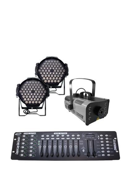 Imagem de Kit 2 Par Led 60 Leds Rgb Full+Maqfumaça 1200W+Mesa Dmx512