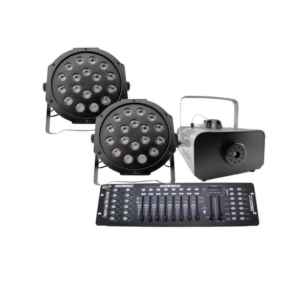 Imagem de Kit 2 par led   máquina de fumaça 2000w   mesa dmx 512