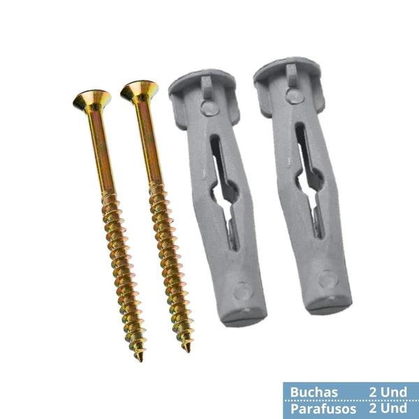 Imagem de Kit 2 Parafuso Com Bucha 10mm Multiuso Phillips 6,0x70" Aço Para Fixação Em Tijolo Parede Concreto