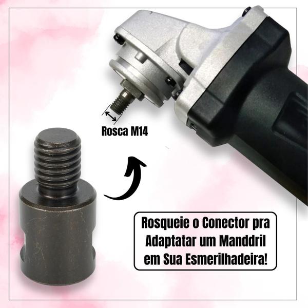 Imagem de Kit 2 Parafuso Conector Mandril Conversor Adaptador de Rosca M14 pra 1/2Pol 20unf pra Esmerilhadeira Lixadeira Angular Rebarbadora Polimento Arbor