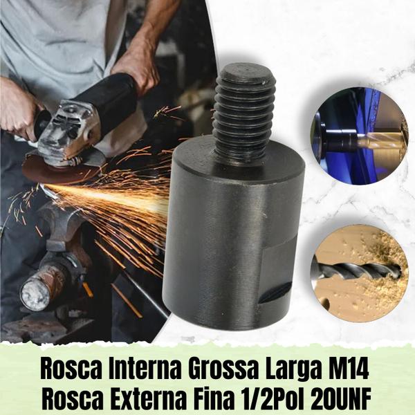 Imagem de Kit 2 Parafuso Conector Mandril Conversor Adaptador de Rosca M14 pra 1/2Pol 20unf pra Esmerilhadeira Lixadeira Angular Rebarbadora Polimento Arbor