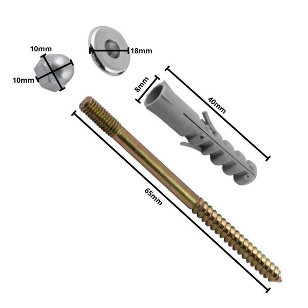 Imagem de Kit 2 Parafuso Vaso Sanitario Com Bucha 8mm Para Fixação De Privada