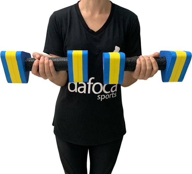 Imagem de Kit 2 Pares de Halteres Hidroginástica 1 A 2 Kg DF4011-AZ Azul/Amarelo Dafoca Sports