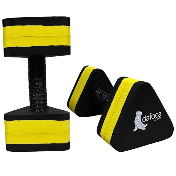 Imagem de Kit 2 Pares de Halteres Hidroginástica Em EVA 3 A 4Kg DF4013-BK Preto/Amarelo Dafoca Sports