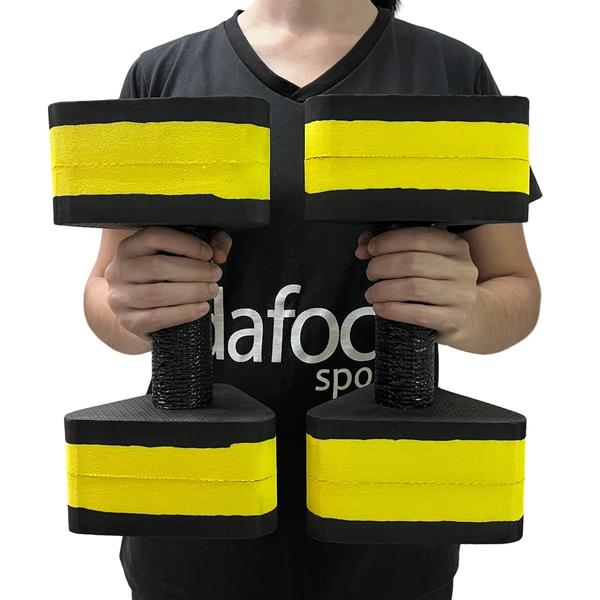 Imagem de Kit 2 Pares de Halteres Hidroginástica Em EVA 3 A 4Kg DF4013-BK Preto/Amarelo Dafoca Sports