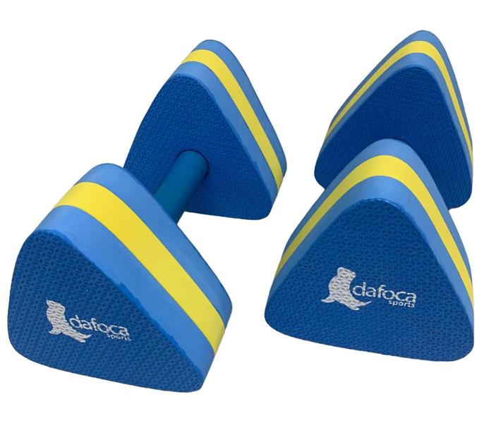 Imagem de Kit 2 Pares de Halteres Hidroginástica em EVA DF1093-A G 3 a 4kg Azul/Amarelo