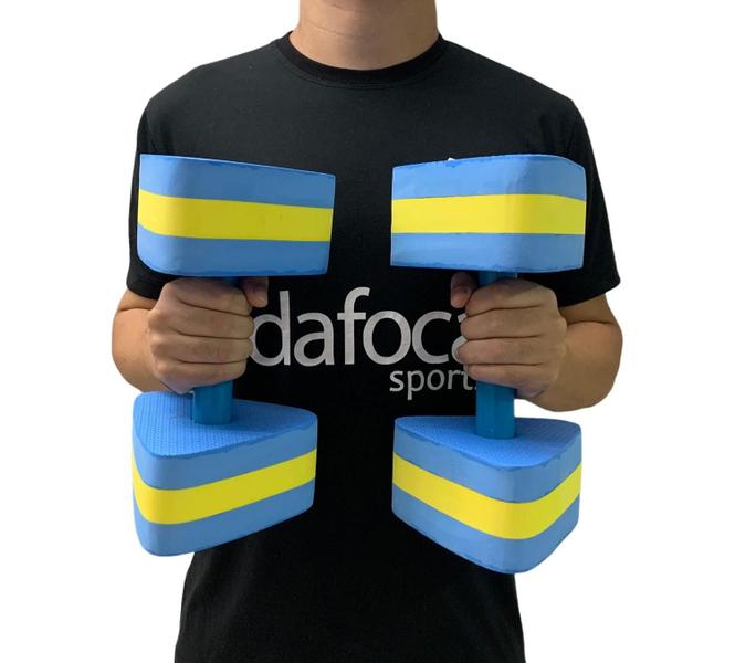 Imagem de Kit 2 Pares de Halteres Hidroginástica em EVA DF1093-A G 3 a 4kg Azul/Amarelo