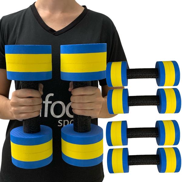 Imagem de Kit 2 Pares de Halteres Hidroginástica Redondo em EVA DF4016-AZ 2-3Kg Azul/Amarelo Dafoca Sports