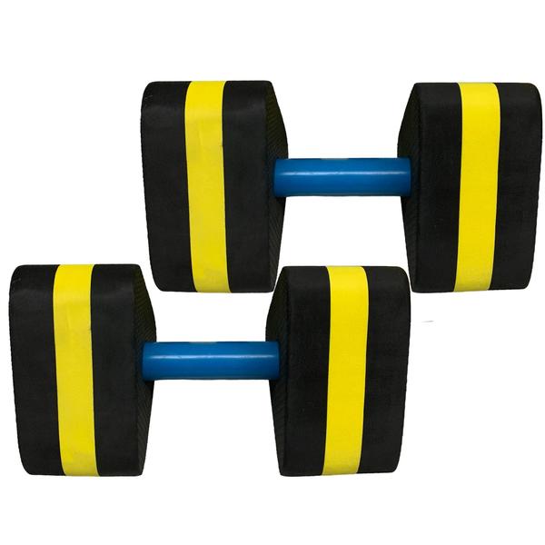 Imagem de Kit 2 Pares de Halteres Para Hidroginástica Em EVA DF1107-PT G Preto e Amarelo Dafoca Sports