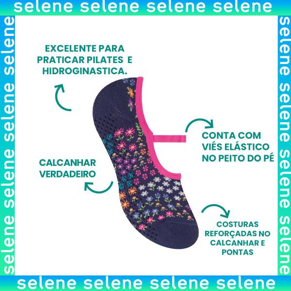 Imagem de Kit 2 Pares De Meias Femininas Selene Pilates Antiderrapante Modelo Com Viés