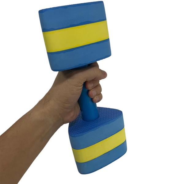 Imagem de Kit 2 Pares Halteres Aquáticos em EVA P 1-2kg e M 2-3kg Azul/Amarelo Dafoca Sports