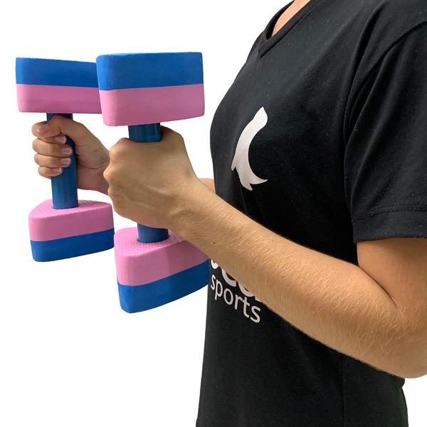 Imagem de Kit 2 Pares Halteres Aquáticos Em EVA P 1-2kg M 2-3kg Azul/Rosa Dafoca Sports